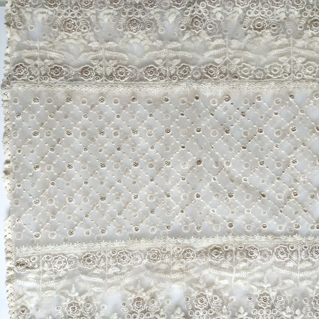Charming Sequin Thread Embroidered Net Dupatta – anokherang