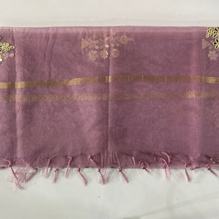 anokherang Dupattas Classic Lilac Embroidered Organza Dupatta