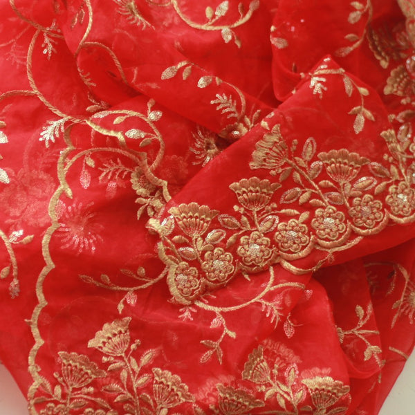 anokherang Dupattas Default Title Golden floral red Dupatta