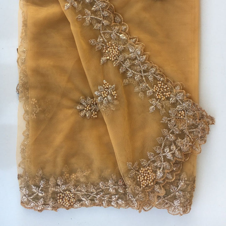 Gold Thread and Pearls Embroidered Net Dupatta – anokherang