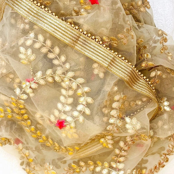 anokherang Dupattas Golden Floral Gotta Patti Dupatta