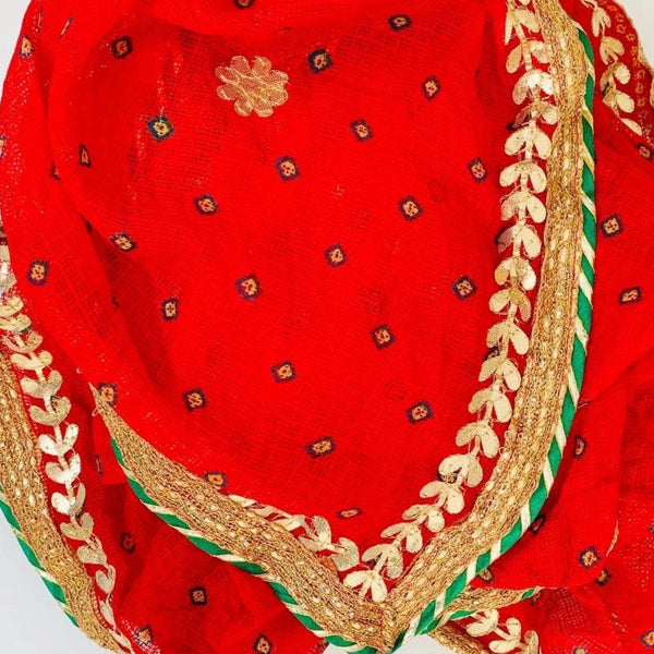 anokherang Dupattas Imperial Red Gotta Patti Bandhej Dupatta