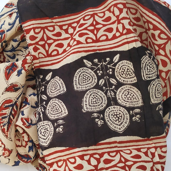 anokherang Dupattas Maroon Black Floral Paisley Kalamkari HandCrafted Stole