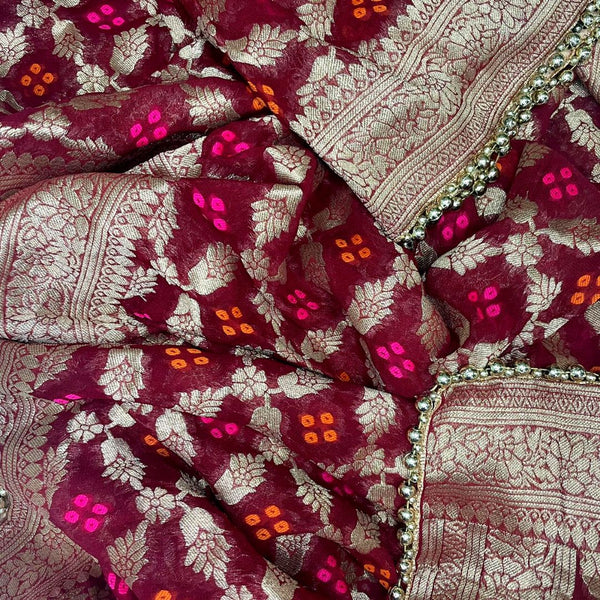 anokherang Dupattas Maroon Festive Georgette Banarsi Dupatta