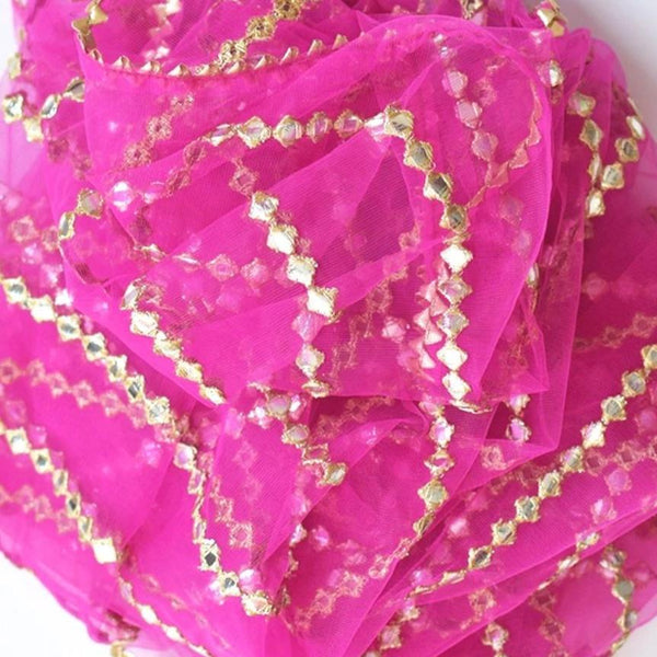 anokherang Dupattas Pink Mirror Trails Net Dupatta