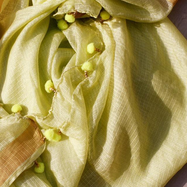 anokherang Dupattas Pista Green Kota Doriya Dupatta