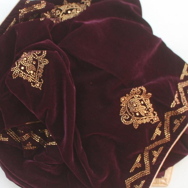 anokherang Dupattas Purple Crystal Velvet Stole