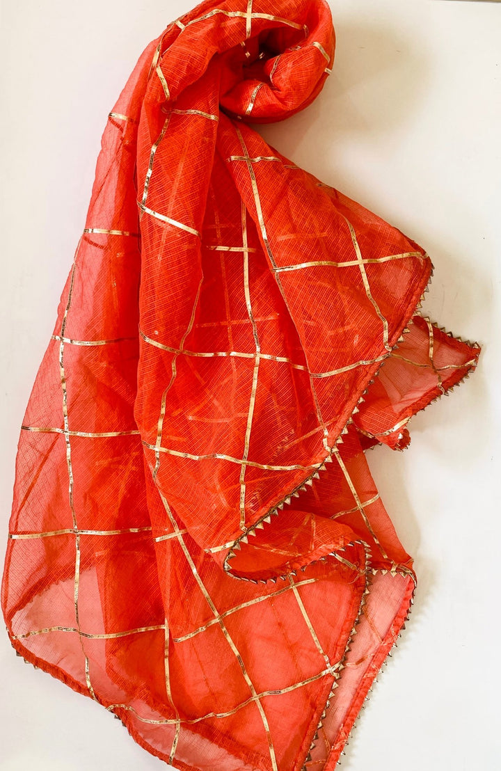 anokherang Dupattas Riwaayat Traditional Carrot Pink Gotta Dupatta