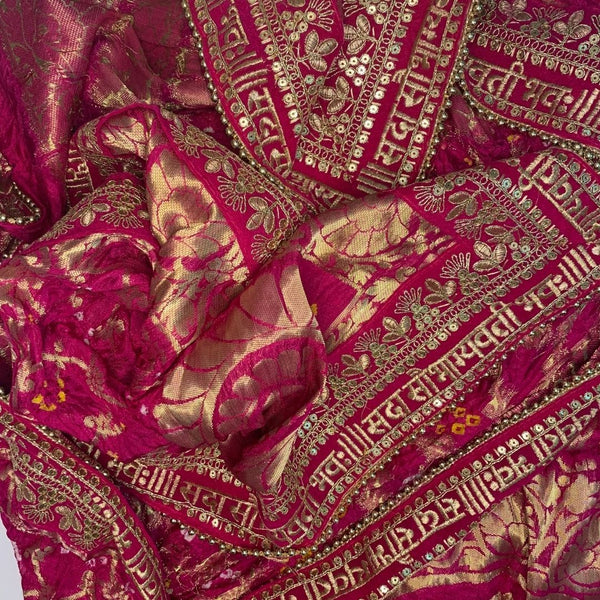 anokherang Dupattas Traditional Bridal Pink Saubhagyavati Bandhej Dupatta