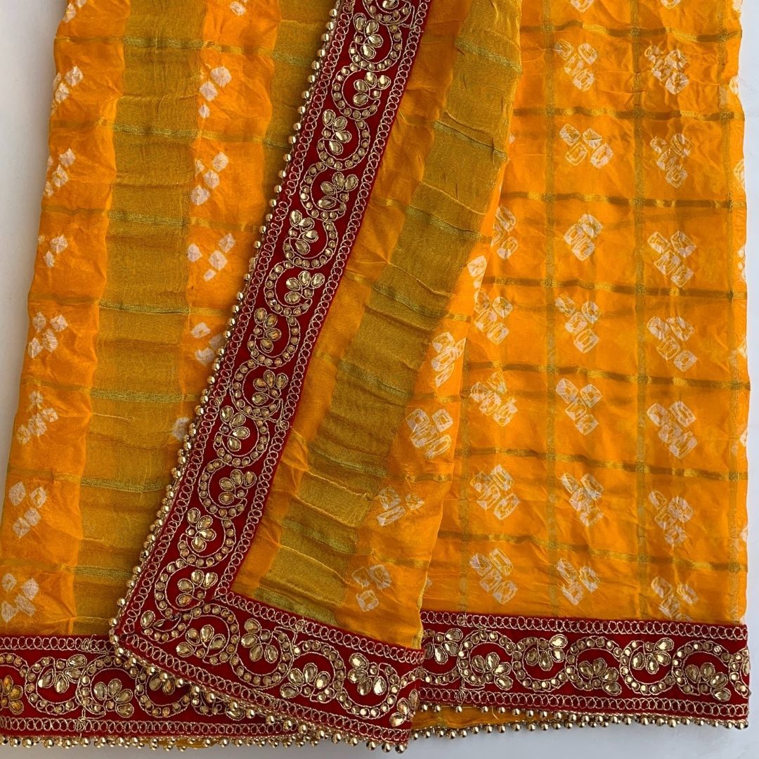 Traditional Bridal Yellow Bandhej Dupatta – anokherang