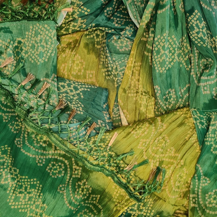 anokherang Dupattas Traditional Green Yellow Men's Stole