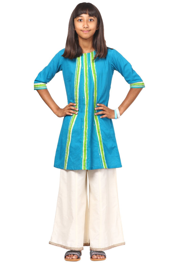 anokherang Kids Suits Shaded Green Kurti with Flared Palazzo