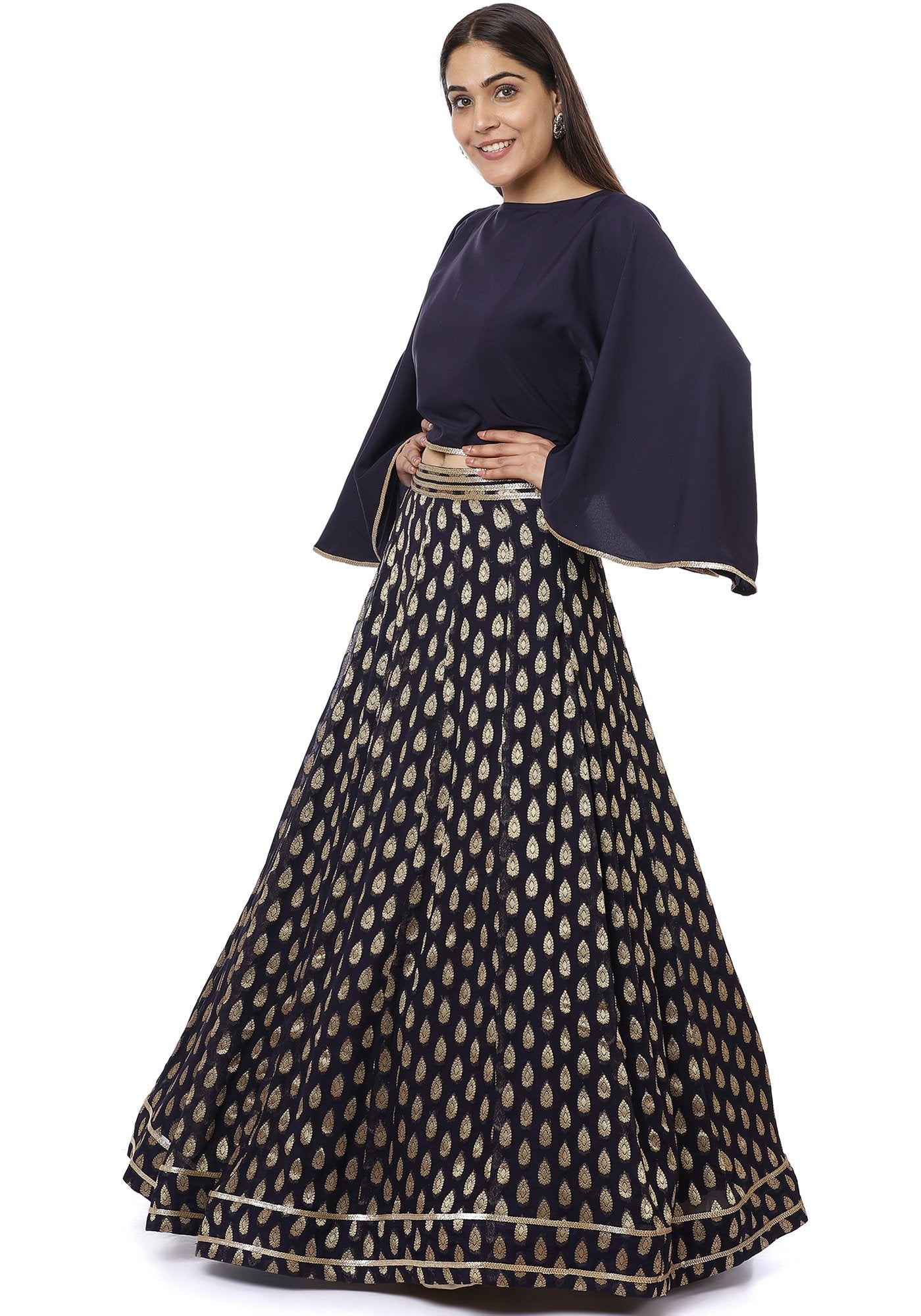 Navy Blue Banarsi Lehenga Choli – anokherang