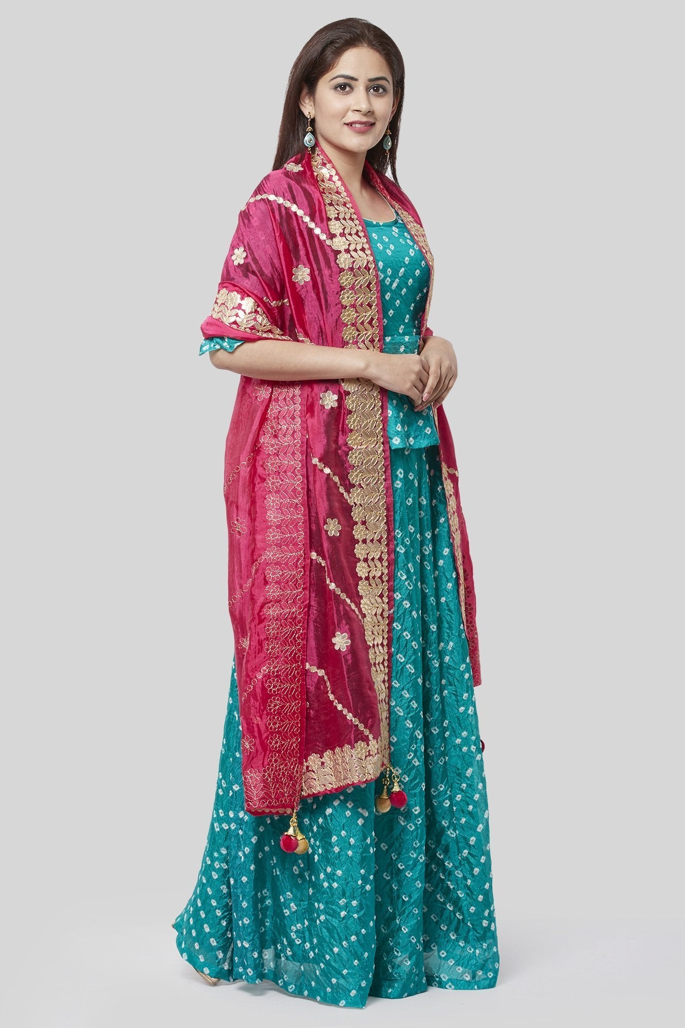 Buy Blue Lehenga with Pink Dupatta Online in USA – Pure Elegance