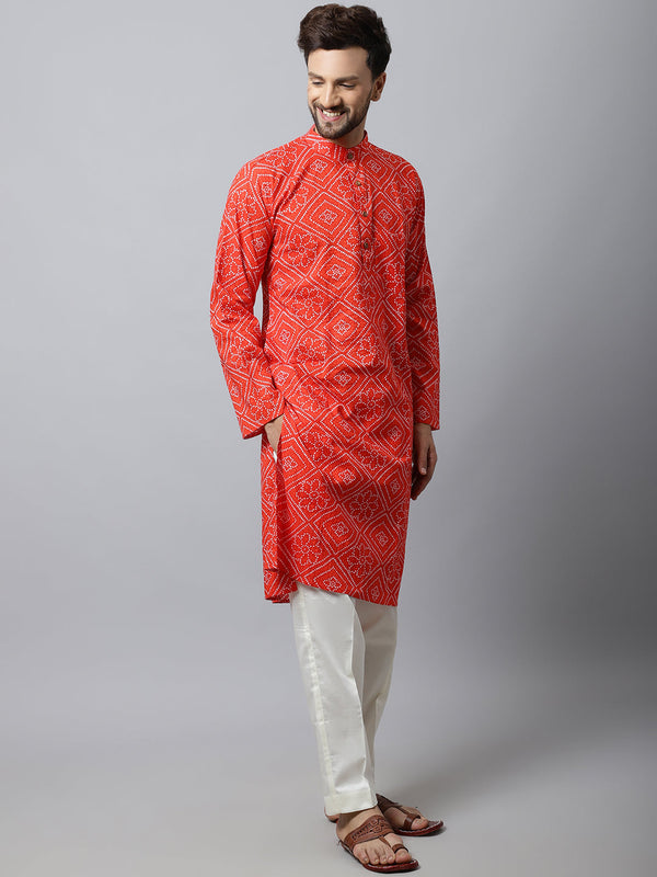 anokherang LKurtas Red Bandhani Men Kurta