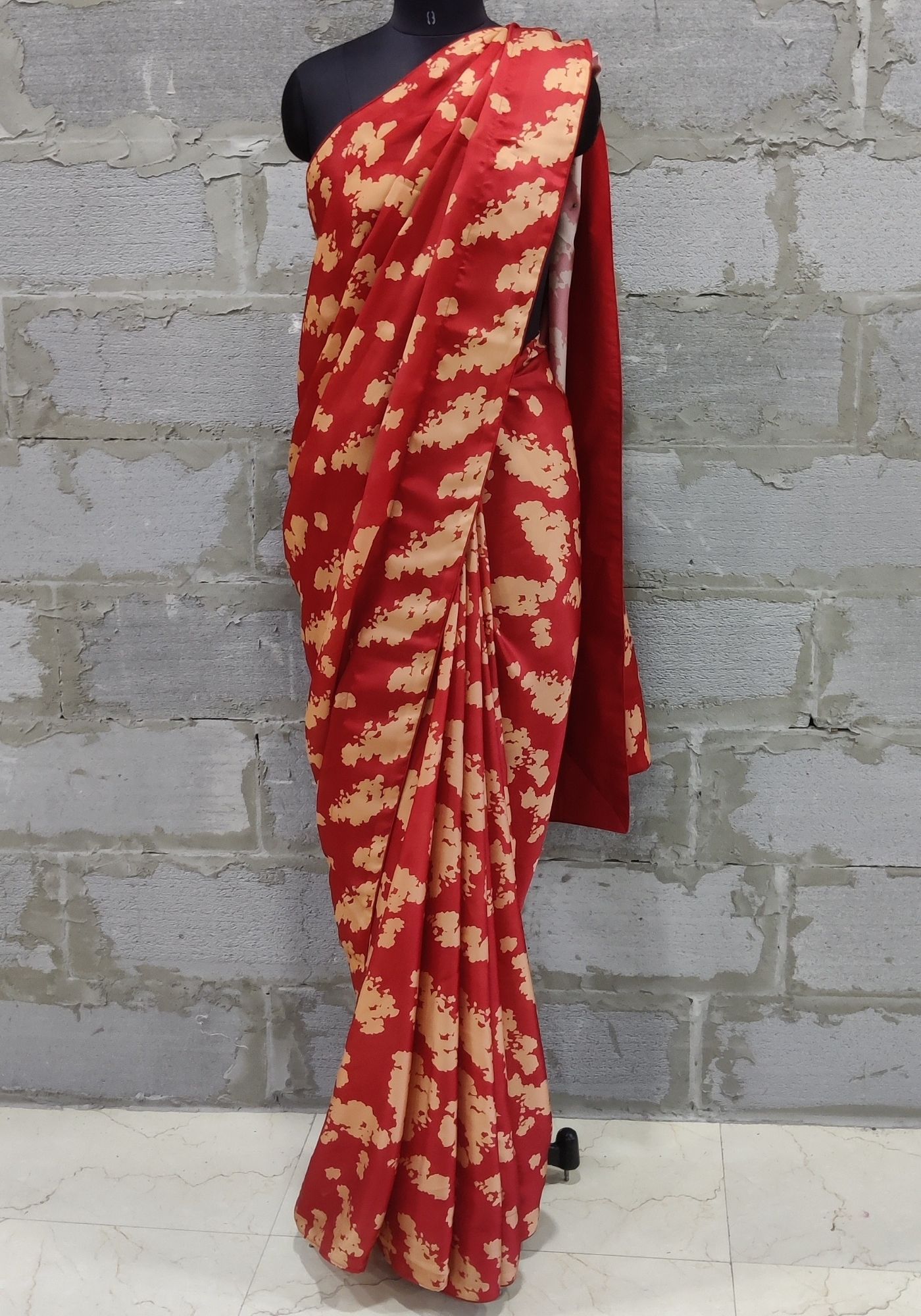 Satin Red Sari, Saree for sale | eBay